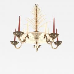 Maison Bagues French Mid Century Bronze and Glass Chandelier - 4646599
