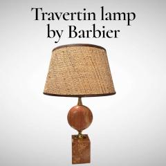 Maison Barbier 1970s Pink travertin lamp by Maison Barbier - 4444744