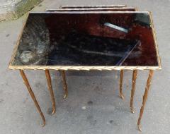 Maison Charles 1950 1970 Series of Three Gigognes Tables Model Palm Tree Maison Charles - 2402376