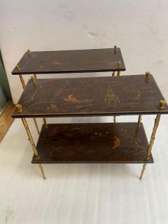Maison Charles 195070 Pair of Maison Bagu s or Maison Charles Agostini Style Tables Lacq China - 4264852