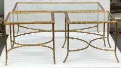 Maison Charles 1970 Coffee Table And Its 2 Bronze Sofa Ends Palm Tree Model Maison Charles - 3950244