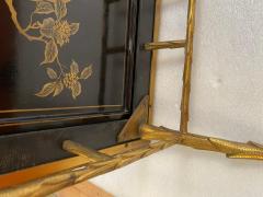 Maison Charles 1970 Pair of Bronze End Tables Maison Charles Double Sided Chinese Lacquer - 4301831
