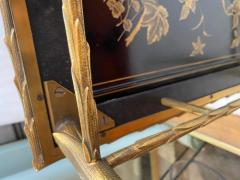 Maison Charles 1970 Pair of Bronze End Tables Maison Charles Double Sided Chinese Lacquer - 4301834
