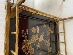 Maison Charles 1970 Pair of Bronze End Tables Maison Charles Double Sided Chinese Lacquer - 4301837