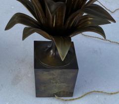 Maison Charles 1970 Set of 4 Bronze Lamps with Lotus Flower Decor Signed Charles - 4317290