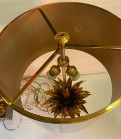 Maison Charles 1970 Set of 4 Bronze Lamps with Lotus Flower Decor Signed Charles - 4317306