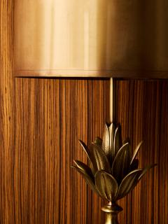 Maison Charles 1970s Lotus Bronze Table Lamp by Maison Charles - 4693204