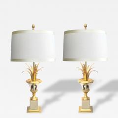 Maison Charles A Good Pair of French Maison Charles Style Brass and Steel Urn Form Lamps - 104756