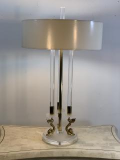 Maison Charles CLEAR FROSTED LUCITE WITH BRASS DOLPHIN LAMPS IN THE MANNER OF MAISON CHARLES - 1033135