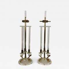 Maison Charles CLEAR FROSTED LUCITE WITH BRASS DOLPHIN LAMPS IN THE MANNER OF MAISON CHARLES - 1034008