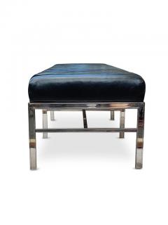 Maison Charles Contemporary Pair Stellar Museum Scale Quality Leather Suede Chrome Benches - 2794284