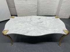 Maison Charles Decorative Carrara Marble Top Coffee Table with Floral Legs - 2200850