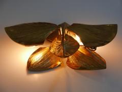 Maison Charles Exceptional Gilt Bronze Sconce Orchid by Chrystiane Charles for Charles Paris - 2344693