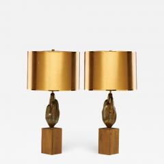 Maison Charles Fine and rare pair of patinated bronze table lamps by Maison Charles - 884768