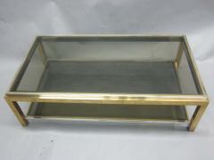 Maison Charles French Double Level Brass Nickel Coffee Table by Willy Rizzo Maison Charles - 1861251
