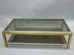 Maison Charles French Double Level Brass Nickel Coffee Table by Willy Rizzo Maison Charles - 1861252