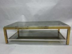 Maison Charles French Double Level Brass Nickel Coffee Table by Willy Rizzo Maison Charles - 1861253
