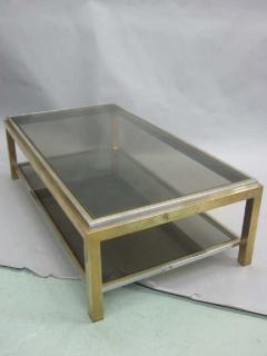 Maison Charles French Double Level Brass Nickel Coffee Table by Willy Rizzo Maison Charles - 1861254