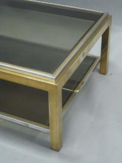 Maison Charles French Double Level Brass Nickel Coffee Table by Willy Rizzo Maison Charles - 1861255