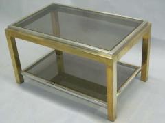 Maison Charles French Double Level Brass Nickel Coffee Table by Willy Rizzo Maison Charles - 1861259