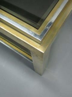 Maison Charles French Double Level Brass Nickel Coffee Table by Willy Rizzo Maison Charles - 1861261