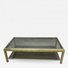 Maison Charles French Double Level Brass Nickel Coffee Table by Willy Rizzo Maison Charles - 1864397