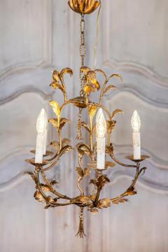 Maison Charles French Gilt Metal Maison Charles Inspired Five Light Chandelier with Foliage - 3638515