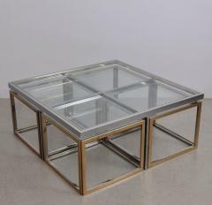 Maison Charles Huge Coffee Table in Brass and Chrome with Four Nesting Tables by Maison Charles - 545359