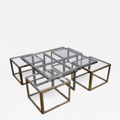 Maison Charles Huge Coffee Table in Brass and Chrome with Four Nesting Tables by Maison Charles - 545790