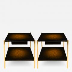 Maison Charles Maison Charles Pair of Side Tables with Artisan Lacquered Tops 1970s Signed  - 2796876