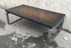 Maison Charles Maison Charles Superb Modern Brushed Steel Coffee Table with an Abstract Top - 416145