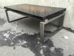 Maison Charles Maison Charles Superb Modern Brushed Steel Coffee Table with an Abstract Top - 416146