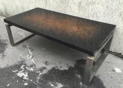 Maison Charles Maison Charles Superb Modern Brushed Steel Coffee Table with an Abstract Top - 416149