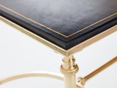 Maison Charles Maison Charles neoclassical coffee table brass black leather 1970s - 3557930