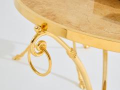 Maison Charles Maison Charles pair of Neoclassical brass marble gueridon tables 1960s - 3972598