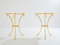 Maison Charles Maison Charles pair of Neoclassical brass marble gueridon tables 1960s - 3972600