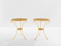 Maison Charles Maison Charles pair of Neoclassical brass marble gueridon tables 1960s - 4453914