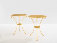 Maison Charles Maison Charles pair of Neoclassical brass marble gueridon tables 1960s - 4453916