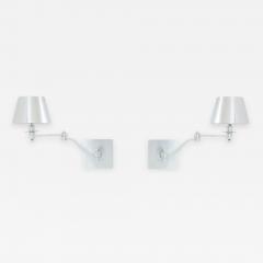 Maison Charles Maison Charles pair of brushed steel adjustable swing arm sconces 1960s - 3667317