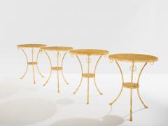 Maison Charles Maison Charles set of 4 brass marble gueridon tables 1960s - 4453925