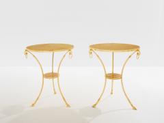 Maison Charles Maison Charles set of 4 brass marble gueridon tables 1960s - 4453927