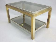 Maison Charles Pair French Double Level Brass Nickel End Table Willy Rizzo Maison Charles - 1861247