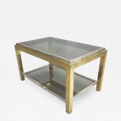 Maison Charles Pair French Double Level Brass Nickel End Table Willy Rizzo Maison Charles - 1864396