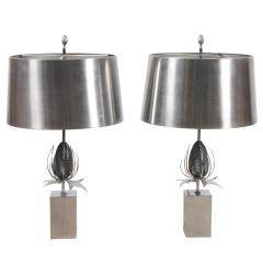 Maison Charles Pair of 1970s Maison Charles Thistle Chardon Table Lamps - 2979148