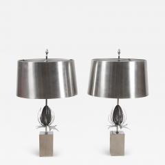 Maison Charles Pair of 1970s Maison Charles Thistle Chardon Table Lamps - 2981085