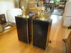 Maison Charles Pair of French Marble and Brass Lamps Attributed to Maison Charles - 3638383