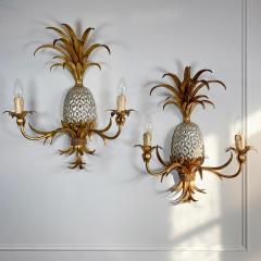 Maison Charles Pair of Maison Charles Gilt Silver Pineapple Wall Lights - 3042067