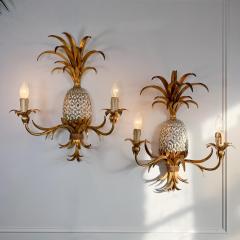 Maison Charles Pair of Maison Charles Gilt Silver Pineapple Wall Lights - 3042068