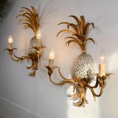 Maison Charles Pair of Maison Charles Gilt Silver Pineapple Wall Lights - 3042070