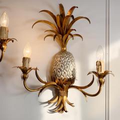 Maison Charles Pair of Maison Charles Gilt Silver Pineapple Wall Lights - 3042074